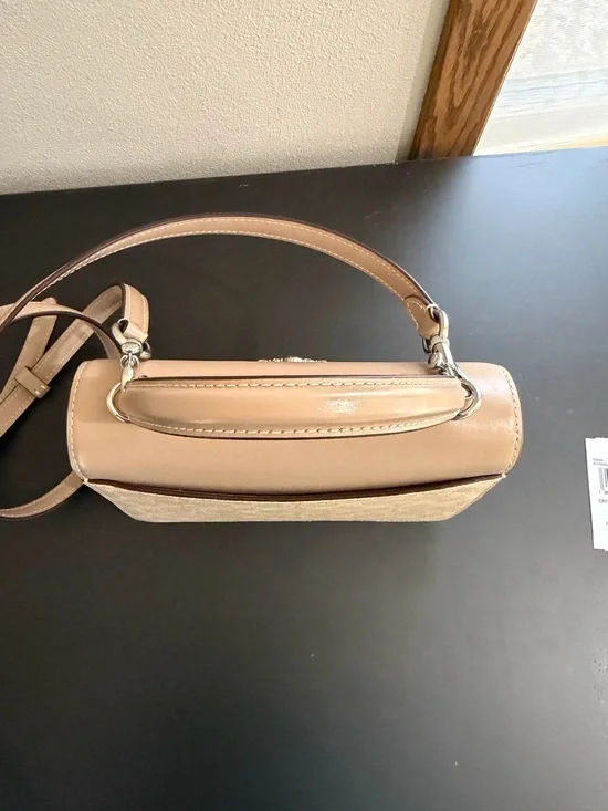 Coach Courtney Top Handle Signature Canvas Bag Satchel with Crystal Buckle - Picture 13 of 16